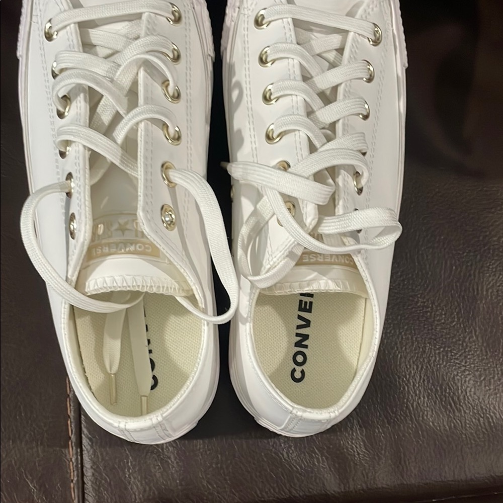 Converse All Star White Sneakers with Gold Accents